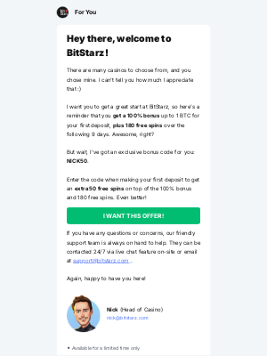 BitStarz Casino - Limited time offer from me - 100% Bonus + 230 Free Spins! 🤑