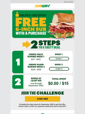 Subway - ✅ Check step 1 off your list
