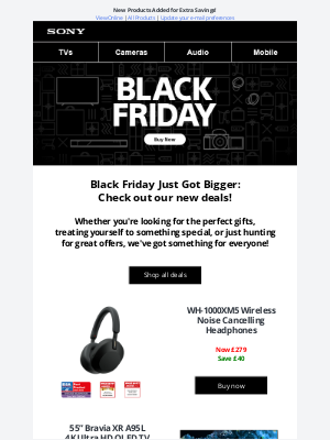 Sony (United Kingdom) - 🔔 Black Friday Just Got Bigger: More Products Added!