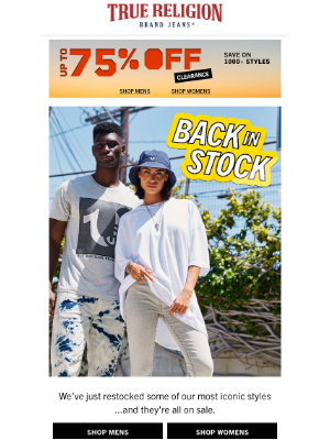 True Religion - RESTOCKED & Up To 75% Off