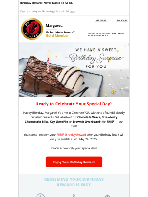 Red Lobster - It’s time to CELEBRATE your Birthday, Margaret!