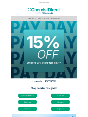 Chemist Direct (United Kingdom) - 15% Off | Our Payday Treat 💰