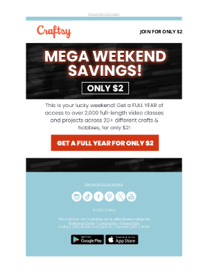 Craftsy - It’s our MEGA WEEKEND OFFER!