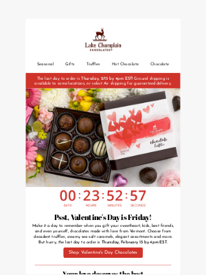 Lake Champlain Chocolates - Hurry, Valentine's Day is Friday!