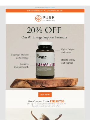 PurePrescriptions - Ends Tomorrow! 💥 20% OFF Our Best-Selling Energy Support Formula ⚡️