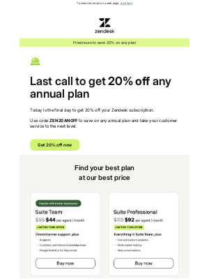 Zendesk - 🔥 Final hours! Get 20% off Zendesk today