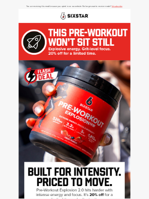 Six Star - Flash Sale: This Pre-Workout Won’t Sit Still – 20% Off Now