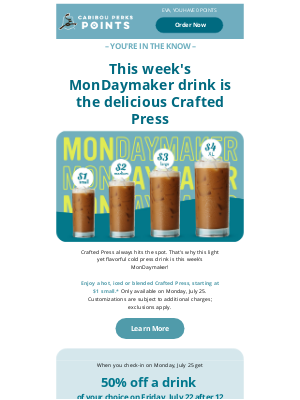 Caribou Coffee - Your Caribou Perks MonDaymaker sneak peek is here