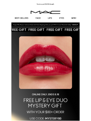 MAC Cosmetics - FREE mystery lip and eye duo?! It’s yours with $80+!