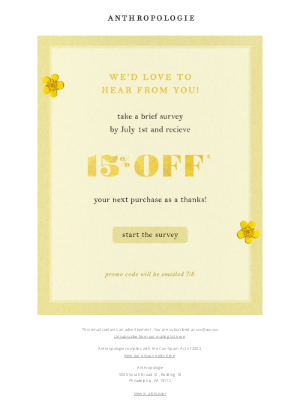 Anthropologie - survey says...15% OFF!!