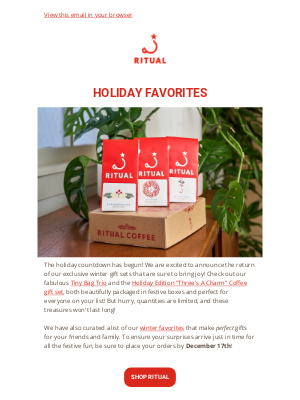 Ritual Coffee Roasters - Exclusive Gift Sets for the Holidays!