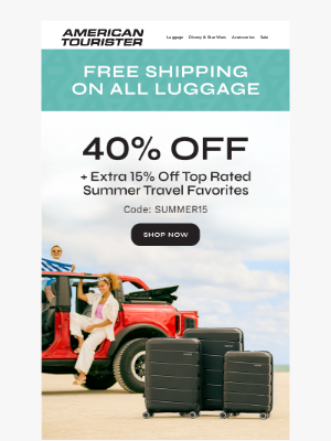 American Tourister - Double the Deals: 40% Off + Extra 15% Off