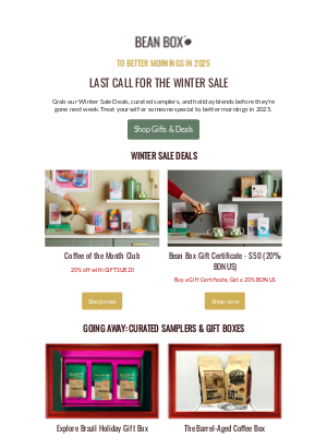 BeanBox - Last chance for our Winter Sale ☕❄️❗