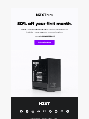 NZXT - 50% OFF NZXT Flex First Month? Yes Please!