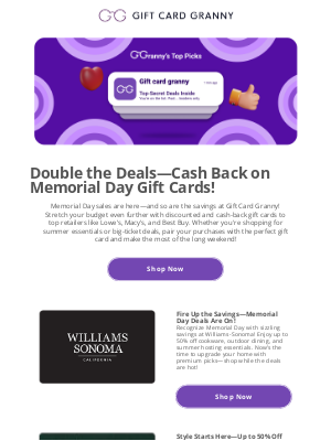 Gift Card Granny - 🔥 Double the Deals and Giveaway—Cash Back Inside!