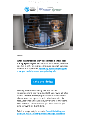 Humane Society of the United States - Don’t leave their safety to chance