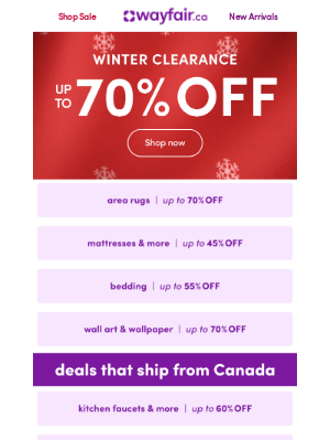 Wayfair (Canada) - ❄️❄️ WINTER CLEARANCE ❄️❄️