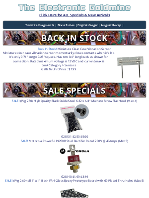 Chaney Electronics Inc. - Back In Stock: Vibration Sensor and Sale on Black Prototyping Boards