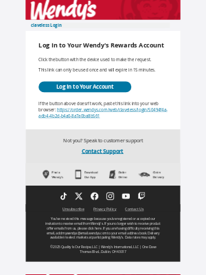 Wendy's - Log in to Wendy's