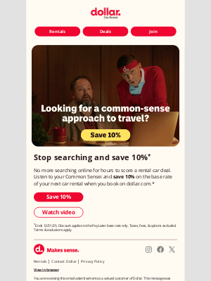 Dollar Rent A Car - 👂 Listen to your Common Sensei: Save 10%