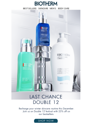 Biotherm - Last chance to shop 25% off