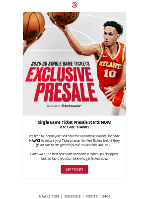 Atlanta Hawks - Your Ticket Presale Access Starts NOW! 🚨