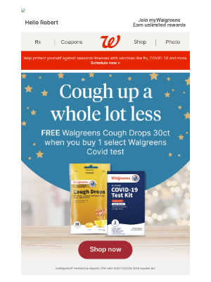 Walgreens - 🎉 FREE Walgreens Cough Drops with Select COVID Test Purchase!