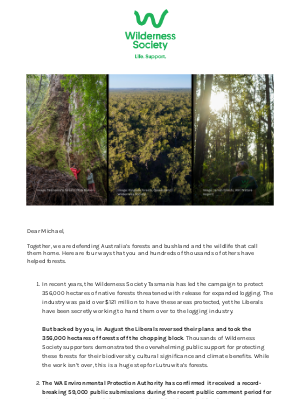 The Wilderness Society - Update: How you are protecting Australia’s forests🌳