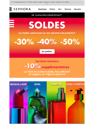 Sephora (France) - Les Soldes continuent jusqu'à -50% 🛍️