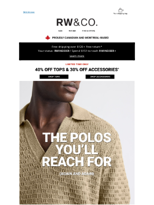 RW&CO.(Canada) - This weekend only: 40% off these polos ->