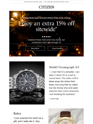 Citizen Watch Company - Our Best-Selling Gifts + An Extra 15% Off with Black Friday Early Access