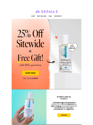 Derma E - ⏳ FINAL HOURS! Valentine’s 25% Off + Free Gift – Ends Tonight!