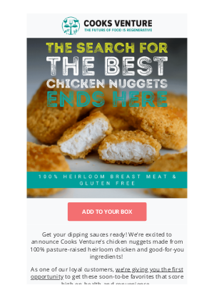 Cooks Venture - OMG >> Heirloom Chicken Breast Nuggets