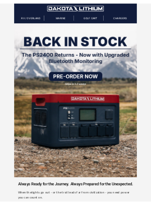 Dakota Lithium - 🚨 The PS2400 Is Back - Portable Power for Every Journey