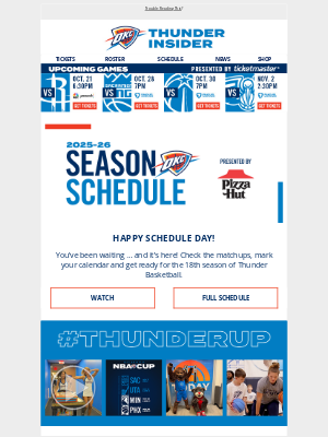 Oklahoma City Thunder - Happy Schedule Day!