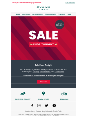 Evans Cycles (UK) - SALE ENDS TONIGHT ⏳