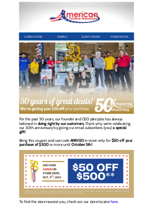 American Furniture Warehouse - Our THANK YOU gift to you! 🎁