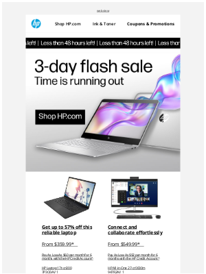 HP - Hurry up! Less than 48 hours remain to shop our 3-day Flash Sale.