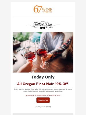19% Off All Oregon Pinot Noir - Sunday Only!