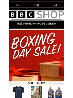 BBC - **Boxing Day Blowout: Enjoy Savings and Free Shipping on $50+ Orders!**