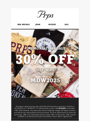 PRPS Jeans - Last Chance for Memorial Day Deals!