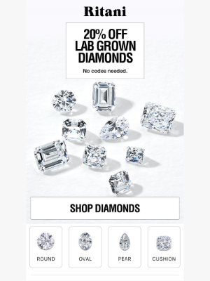 Ritani - Limited Time Only: Save 20% on your Dream Diamond 💎