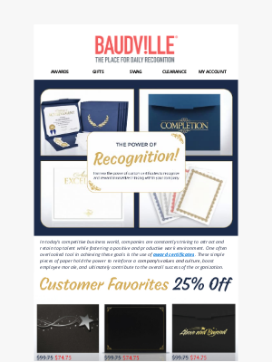 Baudville - Their Excellence Deserves Certification!