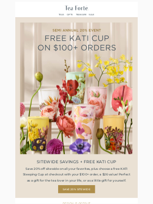 Tea Forté - New FREE Gift with Purchase: KATI Steeping Cup