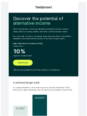 Yieldstreet - Target a 10% net annualized yield in 3 months