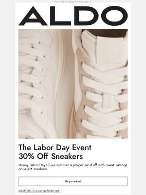 ALDO - On now: 30% off for Labor Day