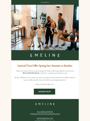 Emeline - Save 20% On Your Summer Weekend Stay