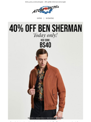 Atom Retro - 40% Off Ben Sherman – 1 Day Only!