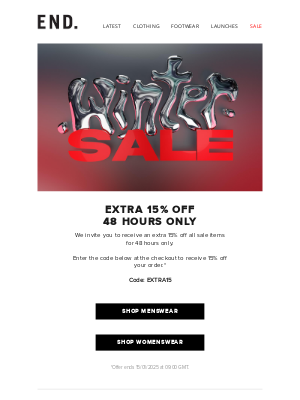 END. - Winter Sale: Extra 15% off - 48 hours only