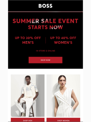 HUGO BOSS - Summer Sale Event STARTS NOW